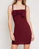 Tie Front Mini Dress In Burgundy - thumbnail