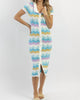 Stripe Crochet Midi Dress In Siesta Blue - thumbnail