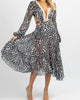 Spotted Fringe Maxi Dress In Black/Ivory - thumbnail