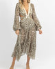 Spotted Fringe Maxi Dress In Olive + Ivory - thumbnail