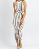 Solid And Striped Knit Midi Dress In Brown - thumbnail
