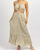 Tie Back Maxi Dress In Greige - thumbnail