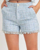 Tweed Raw Hem Short In Blue - thumbnail