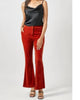 Velvet Flare Trousers In Sunset (Orange) - thumbnail
