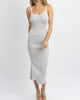 Whipped Knit Contrast Midi Dress In Grey + Ivory - thumbnail