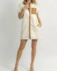Wilder Leather Contrast Mini Dress In Cream - thumbnail