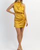 Vanessa Satin Mini Dress In Mustard - thumbnail