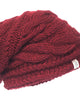 Triple Braid Cable Slouch Hat In Burgundy - thumbnail