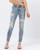 Women'S Lace Skinny Jeans In Blue - thumbnail