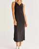 Zelda Slub Maxi Dress In Black - thumbnail