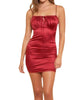 Satin Mini Dress In Wine - thumbnail