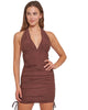 Halter Mini Dress In Brown - thumbnail