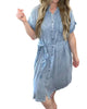 Alanna Short Sleeve Button Down Denim Dress In Blue - thumbnail