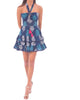 Ariel Mini Dress In Turquoise Leaf - thumbnail