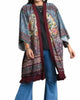 Open Front Print Kimono in Maroon Mix Plus - thumbnail