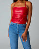 Jolee Vegan Leather Top in Crimson - thumbnail