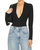 Zena Deep V Bodysuit in Black - thumbnail