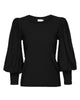 Loren Smocked Peasant Tee in Black - thumbnail