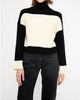 Ribbed High Neck Sweater in Two Tone Black - thumbnail