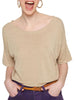 Flamed Linen Button Back T-Shirt in Light Beige - thumbnail