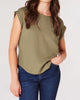 Button Back Tencel Tee in Sage - thumbnail