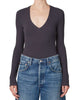 Florence V Neck Top in Charcoal - thumbnail