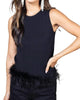 Tennessee Feather Trim Knit Top in Black - thumbnail
