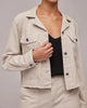 Coco Cut-Off Jean Jacket in Cool Sand - thumbnail