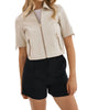 Sevana Reversible Leather Jacket in Bone Gold - thumbnail