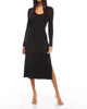 Long Sleeve Scoop Neck Dress in Black - thumbnail