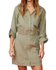 Poplin Shirt Dress in Laurel Green - thumbnail