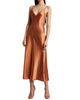 Long Silk Slip Dress in Terracotta - thumbnail