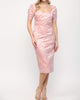 Puff Sleeve Jacquard Dress in Rose - thumbnail
