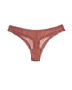Mesh Lace Trim Thong Panty in Nutmeg - thumbnail