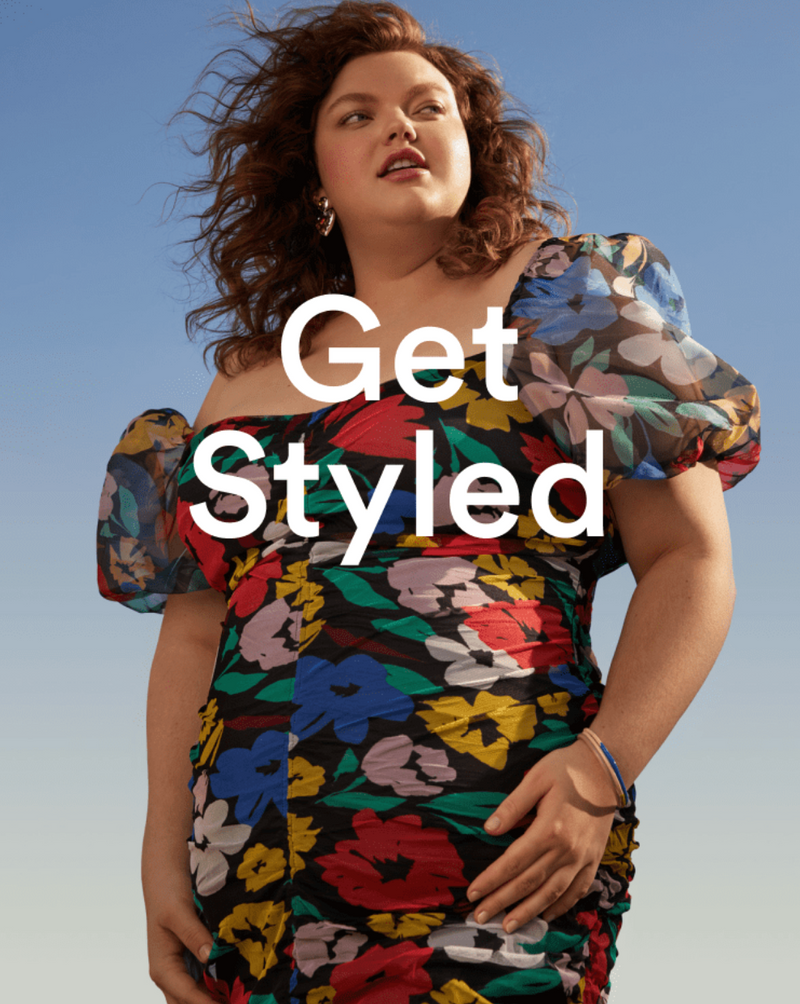 plus size woman in floral print mult-color dress