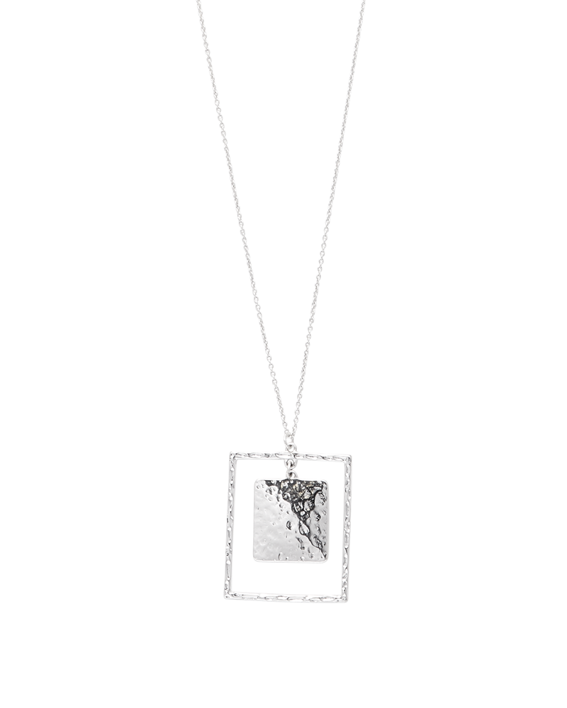 Jasmine Square Pendant Necklace | Silver