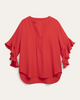 Trista Ruffle Sleeve Henley Blouse - thumbnail