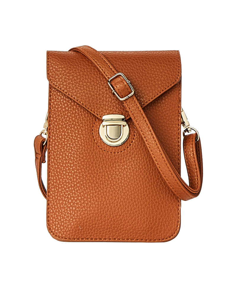 Beva Cell Phone Holder Crossbody Bag | Tan