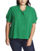 Harper Short Sleeve V-Neck Ruffled Top - thumbnail