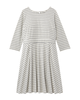 San Francisco 3/4 Sleeve Fit and Flare Stripe Mixing Dress - thumbnail