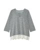 Marissa 3/4 Sleeve Cut Out Top with Lace Hem - thumbnail