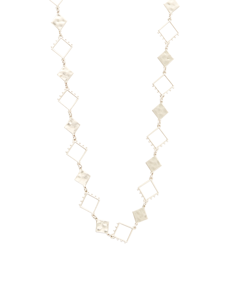 Lilian Square Hammered Necklace | Silver