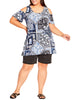 Clarice Mixed Print Cold Shoulder Tunic - thumbnail
