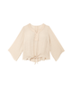 Tawny Embroidered Collar Tie Front Blouse - thumbnail