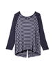 Tessie Long Sleeve Contrast Split Back Tee - thumbnail