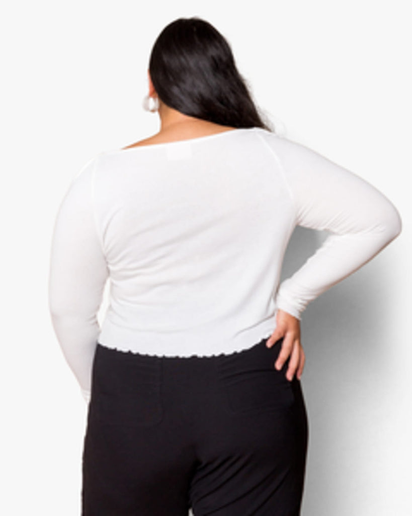 Susan Plus Size Shoulder-Peek Top | Milk