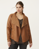 Thalia Faux Leather Draped Jacket - thumbnail