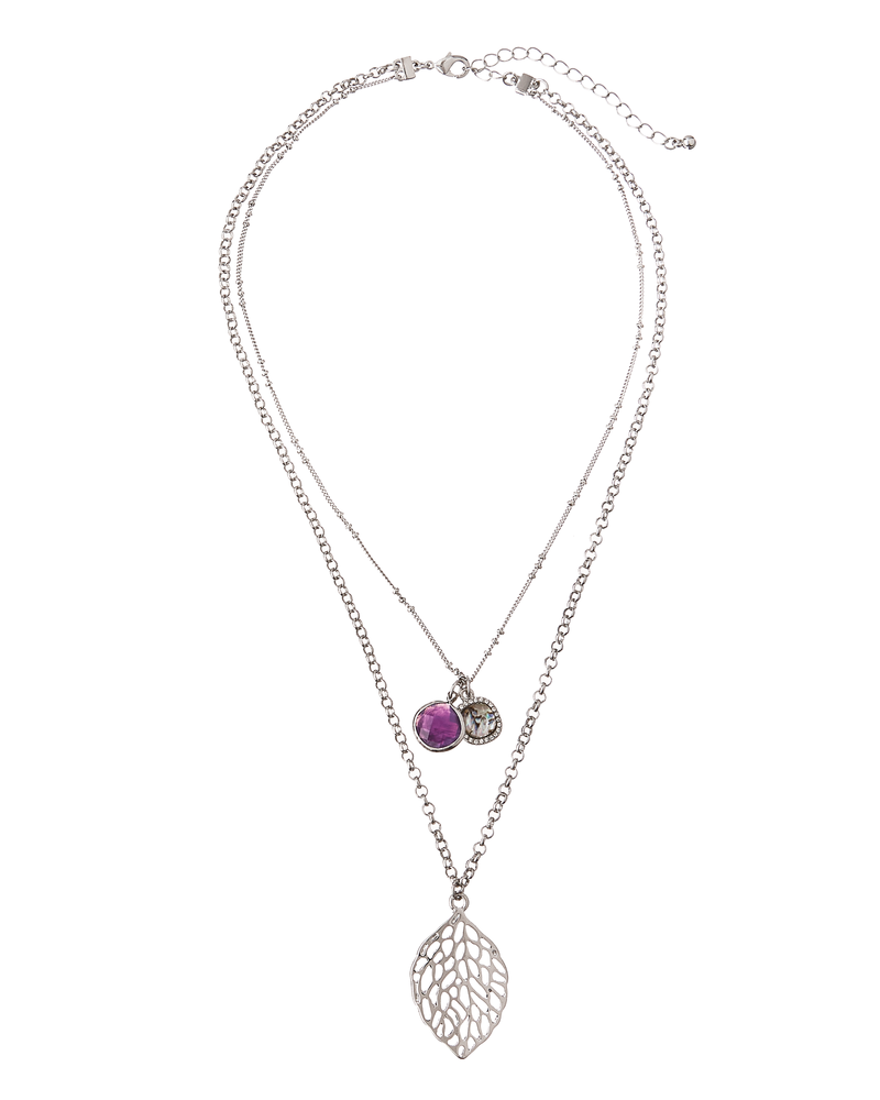 Chagrin Multi-Strand Necklace | Silver / Purple