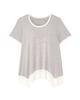 Tara Short Sleeve Woven Trim Knit Tee - thumbnail
