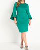 Ellen Flare Sleeve Stretch Dress - thumbnail